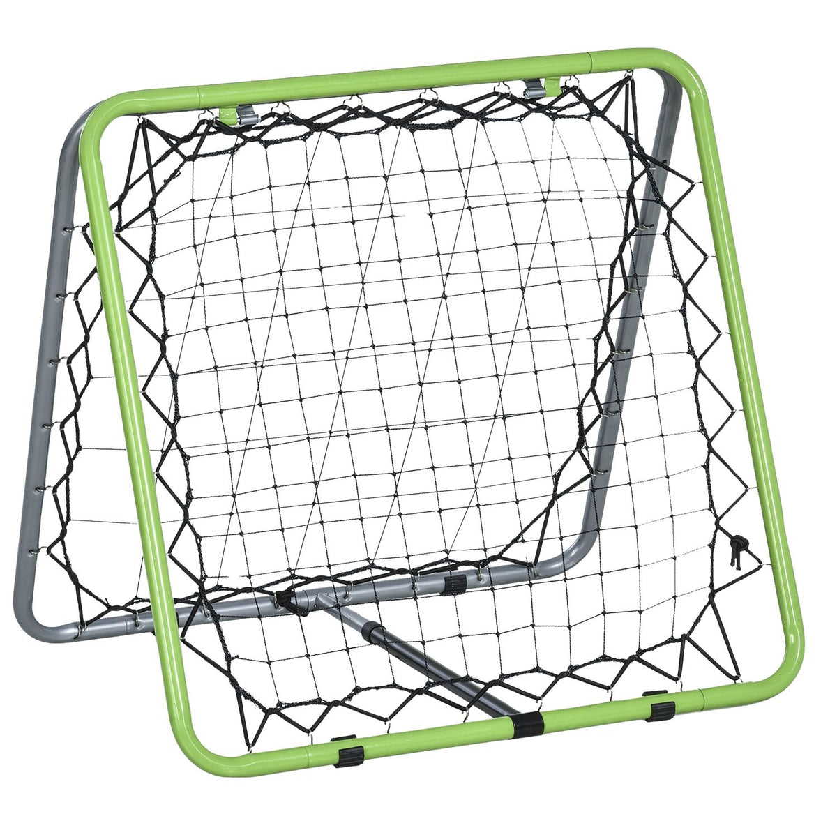 Football Rebounder Kickback Goal Rebound Wall Net For Baseball Basketball Double-Sided Rebound Adjustable In 5 Levels Metal Green + Black