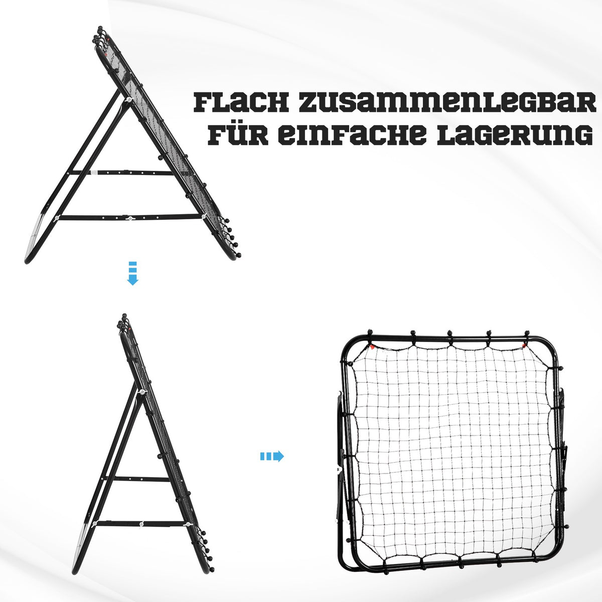 Football Rebounder Kickback Goal Rebound Wall Net Made Of Metal Tube+Pe, 96X80X96 Cm, Black