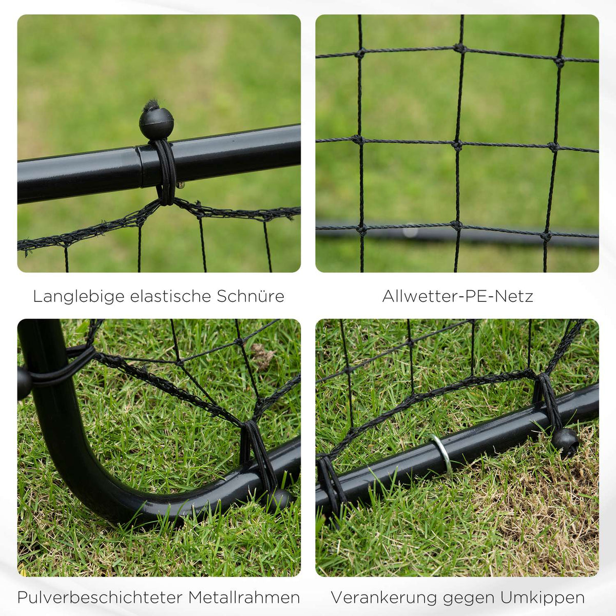Football Rebounder Kickback Goal Rebound Wall Net Made Of Metal Tube+Pe, 96X80X96 Cm, Black