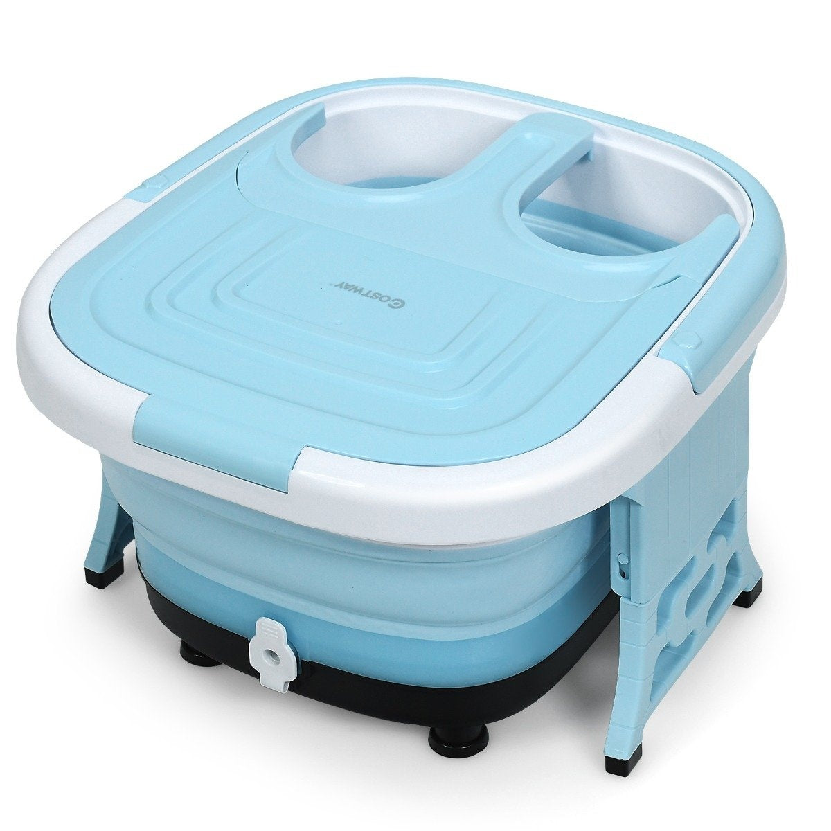 Foot bath massager foldable with remote control foot bath whirlpool 42 x 40 x 24 cm blue