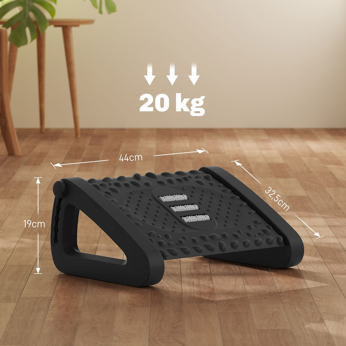 Footrest Desk 6 Levels Height Adjustable Footrest with Massage Surface, Ergonomic Footrest for Home Office, Office, Black