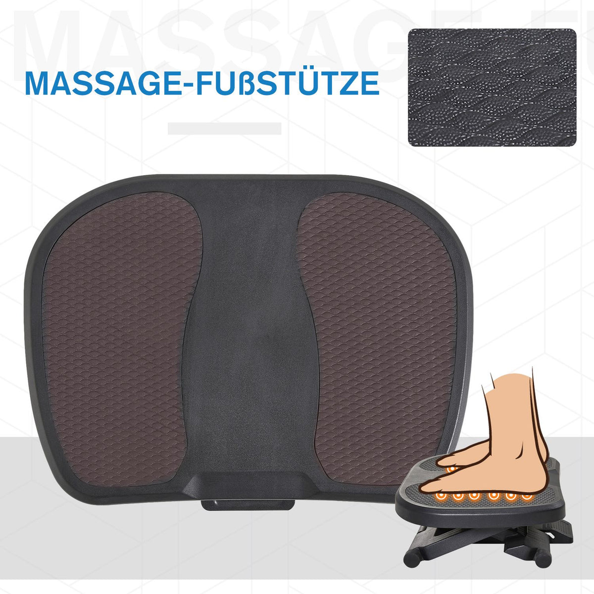 Footrest Footrest, 3 Heights Adjustable, Hips, Black, 45X34X(10-16.5)Cm