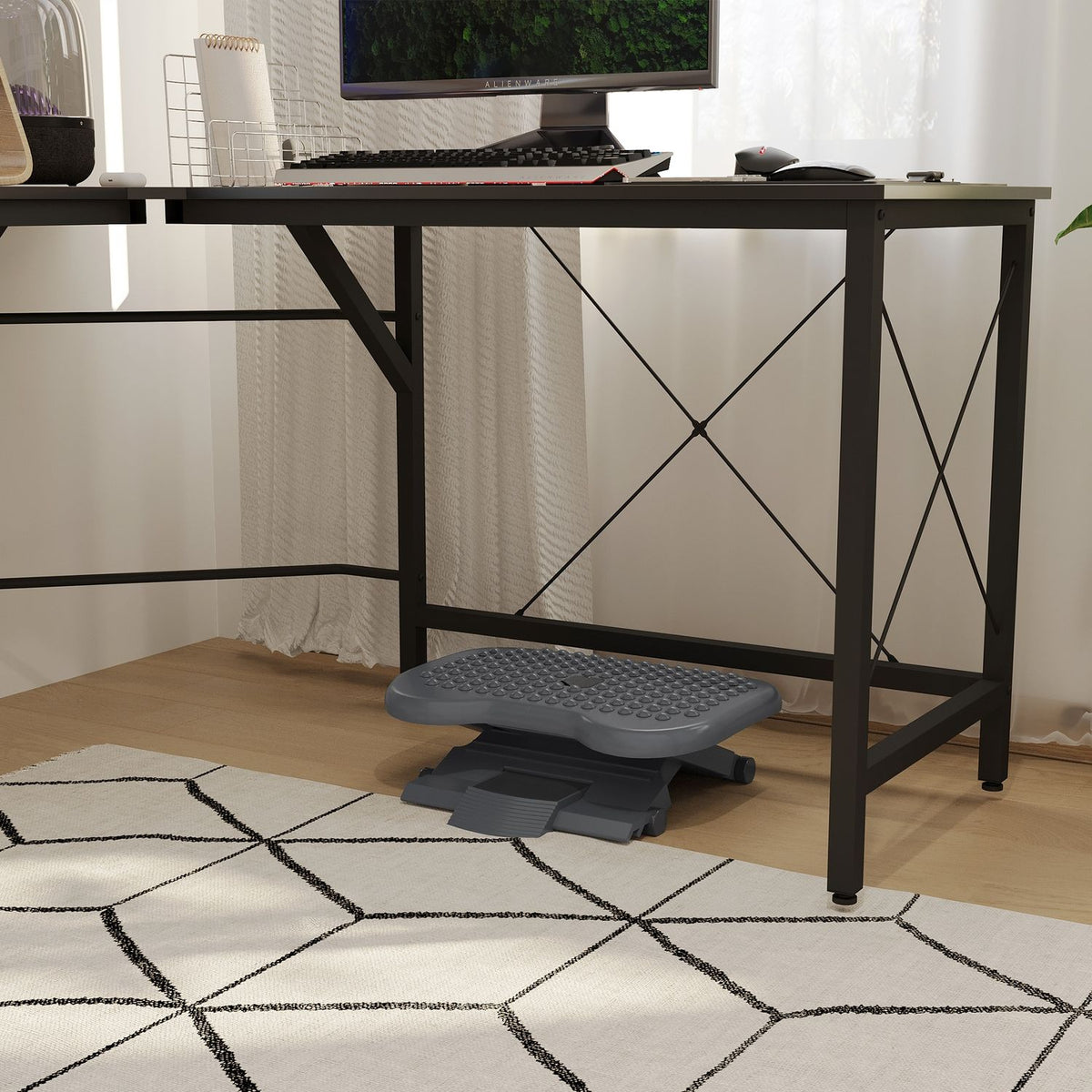Footrest Relax Footrest For Office, Height-Adjustable, Plastic, Dark Gray, 46X35Cm