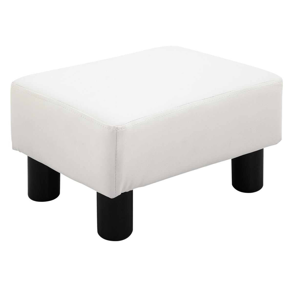 Footstool Chesterfield Stool Made Of Faux Leather, White, 40X30X24Cm