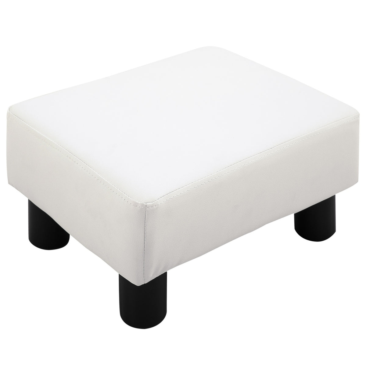 Footstool Chesterfield Stool Made Of Faux Leather, White, 40X30X24Cm