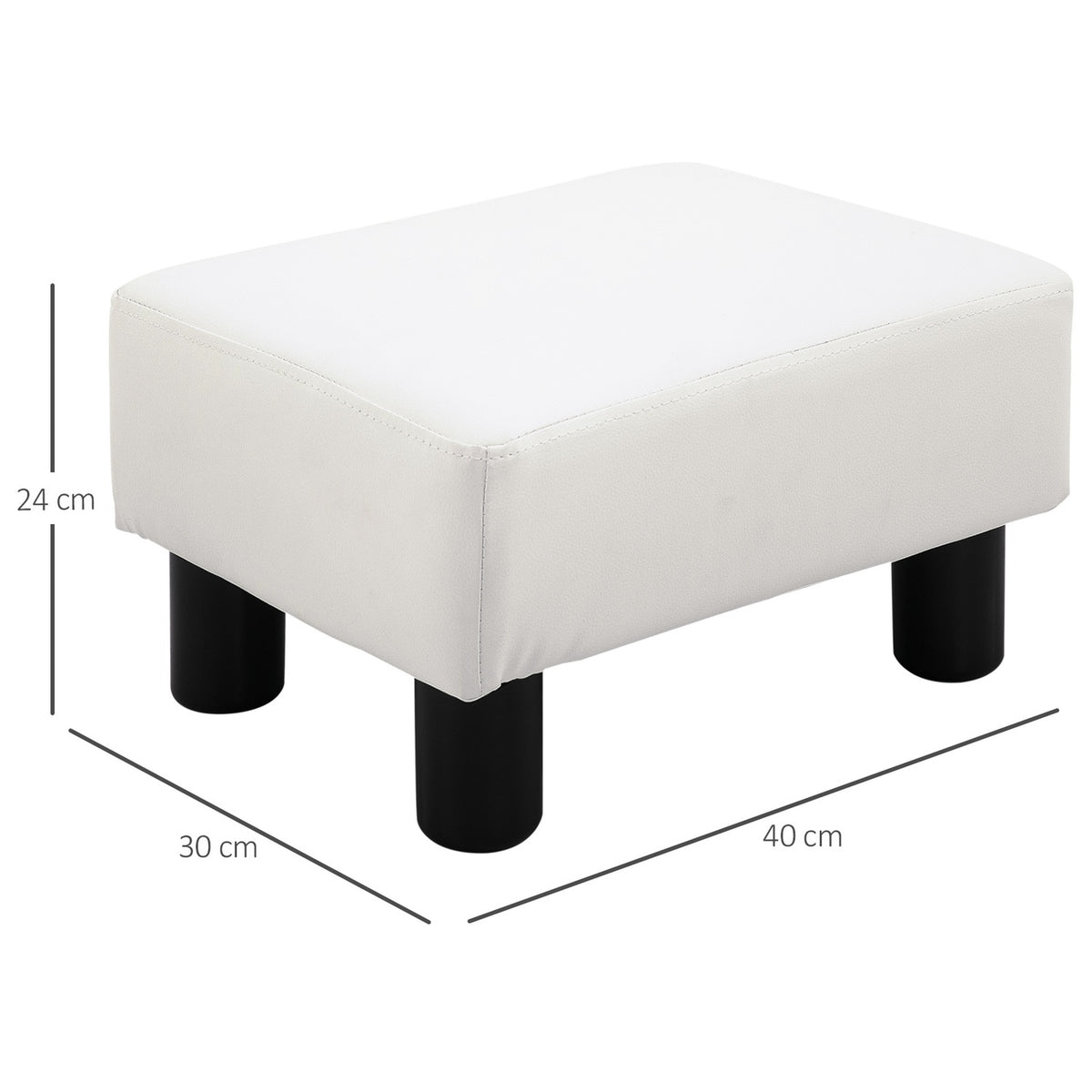 Footstool Chesterfield Stool Made Of Faux Leather, White, 40X30X24Cm