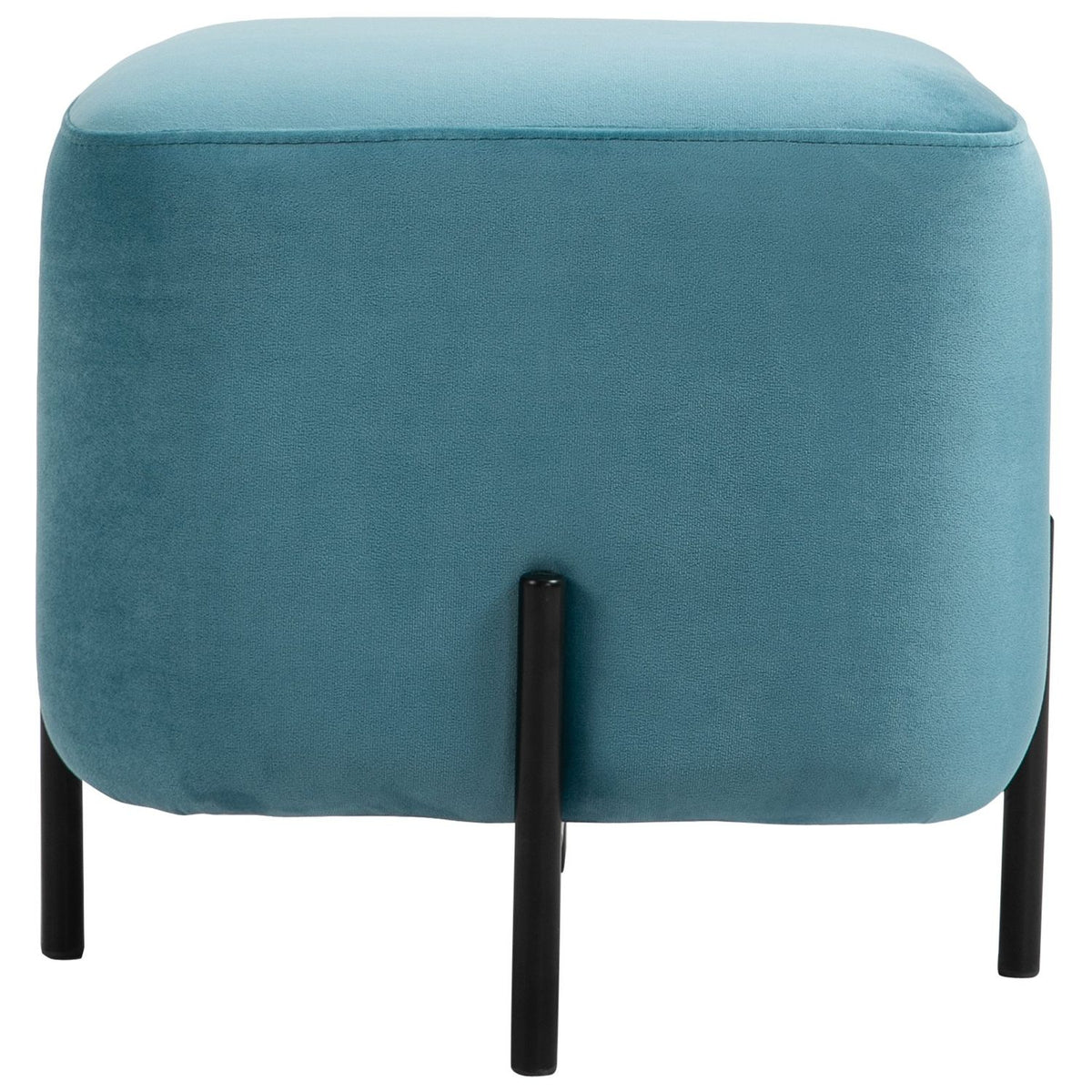 Footstool Padded Footrest Made Of Polyester And Steel Foam Turquoise 44.5 X 44.5 X 41.5 Cm