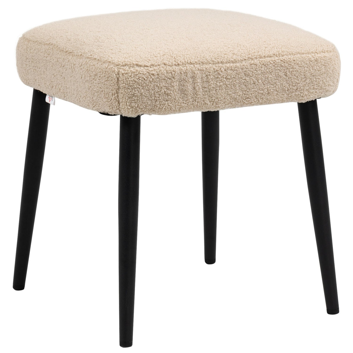 Footstool Square Cashmere Look Dressing Stool With Steel Legs For Living Room/Bedroom, Beige, 42X42X47Cm