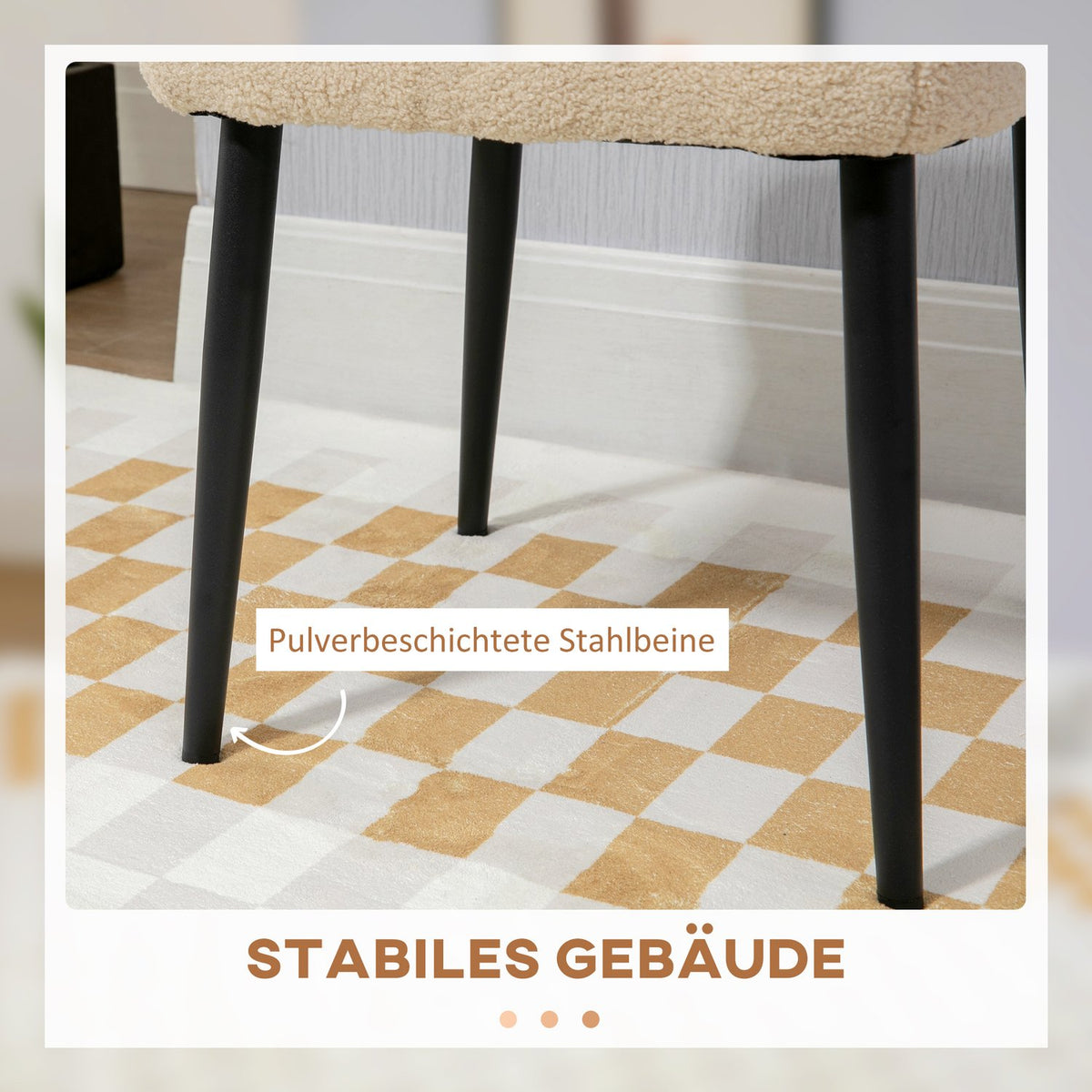 Footstool Square Cashmere Look Dressing Stool With Steel Legs For Living Room/Bedroom, Beige, 42X42X47Cm