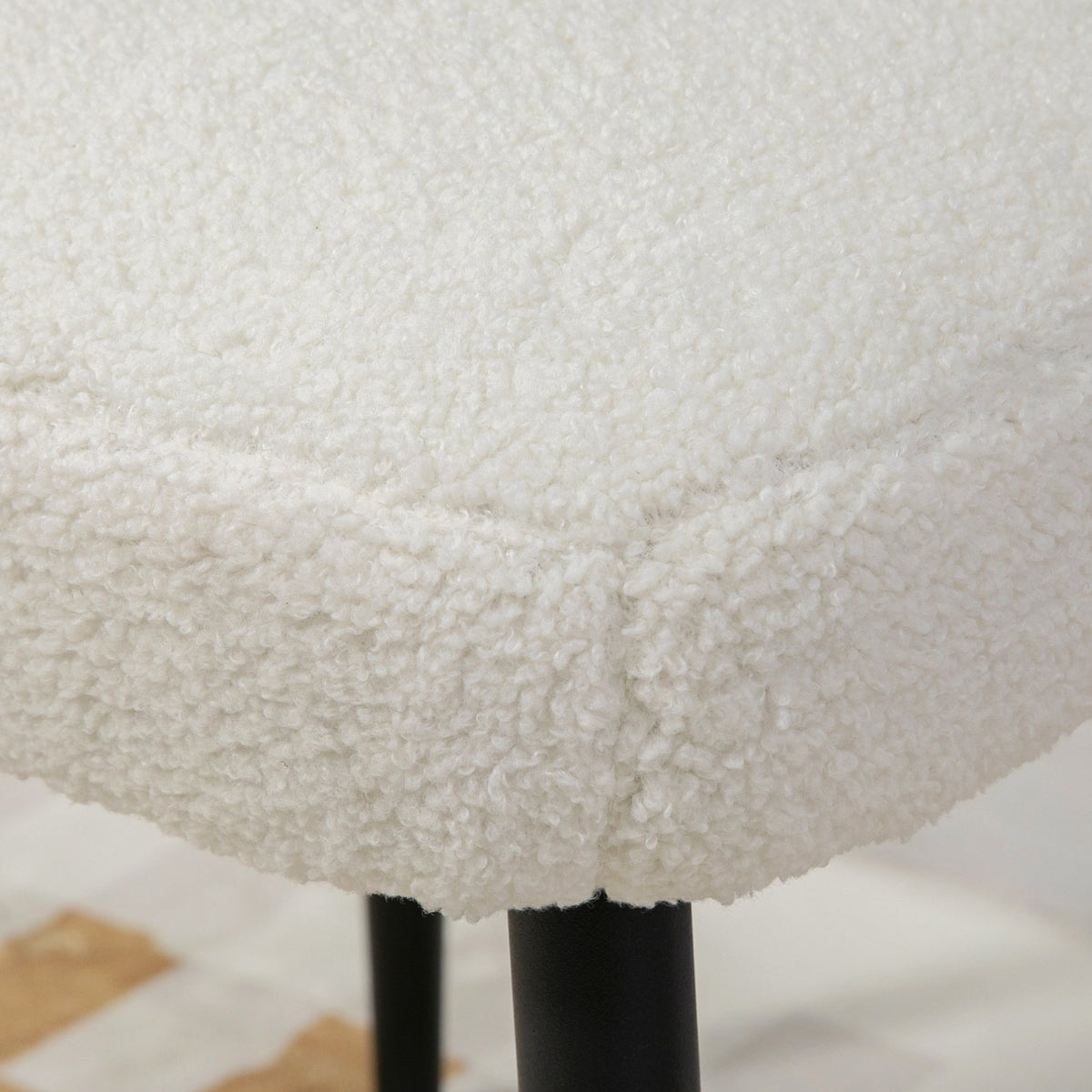 Footstool Square stool/dressing stool in cashmere look with steel legs, for living room/bedroom, cream, 42x42x47cm
