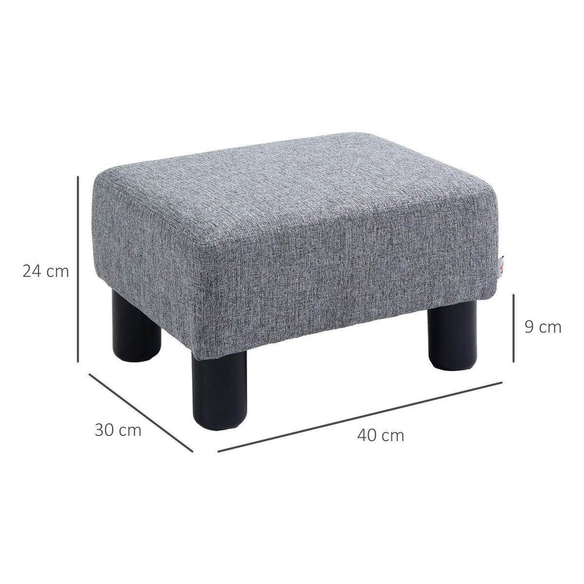 Footstool, Stool, Rectangular Ottoman, Footrest Made Of Linen, Upholstered Stool, Load Capacity Up To 150 Kg, For Living Room, Hallway, Grey