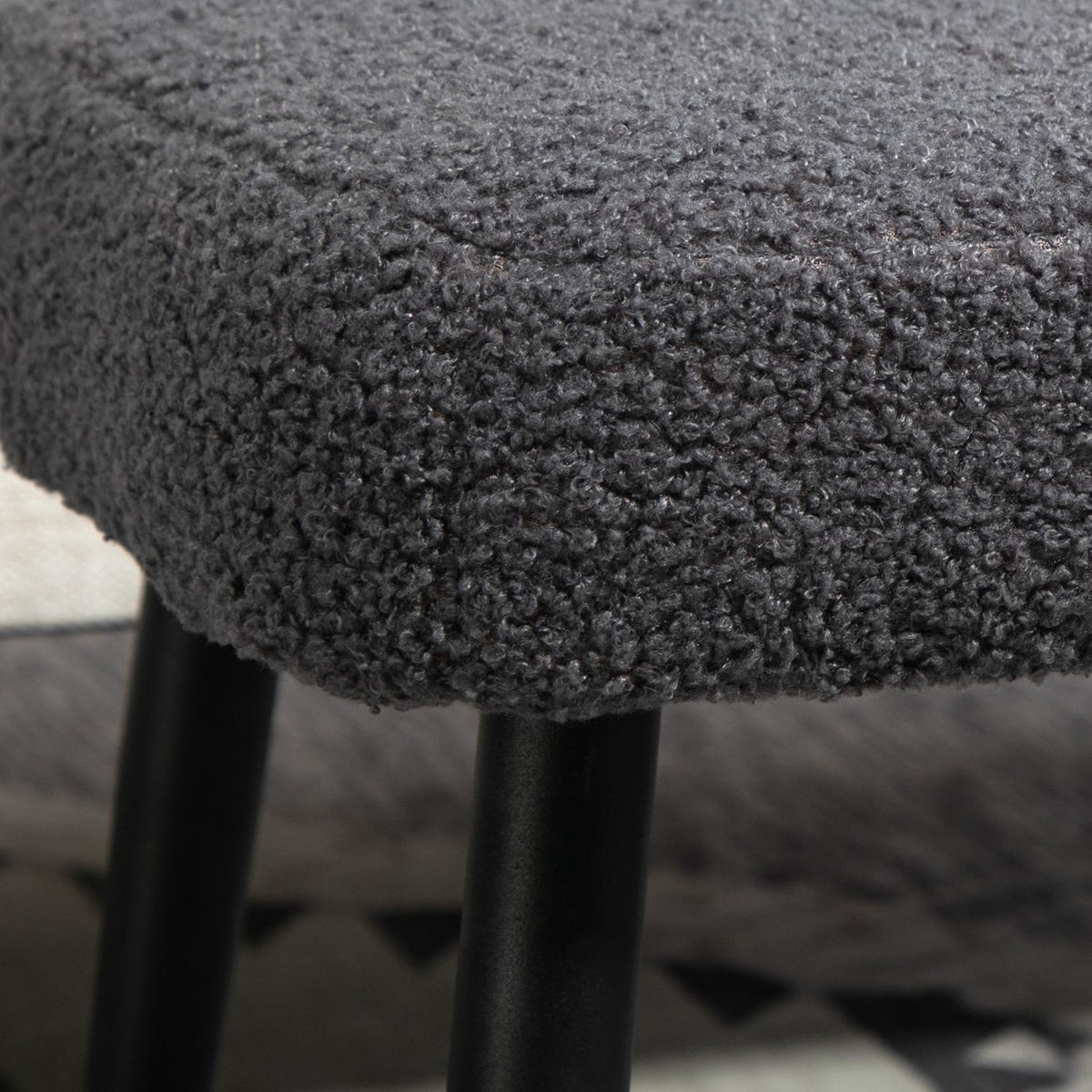 Footstool Stool Square Dressing Stool Footrest with Cashmere Look Steel Legs for Living Room Bedroom Dark Gray