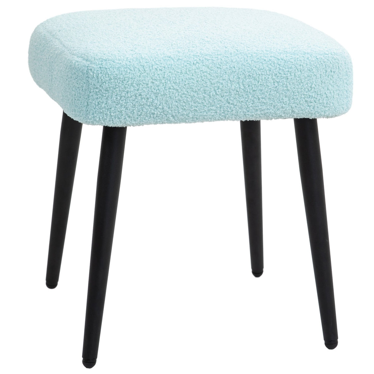 Footstool Stool Square Dressing Stool Footrest with Cashmere Look Steel Legs for Living Room Bedroom Light Blue
