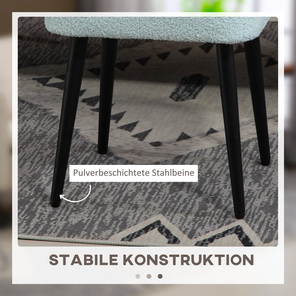 Footstool Stool Square Dressing Stool Footrest with Cashmere Look Steel Legs for Living Room Bedroom Light Blue