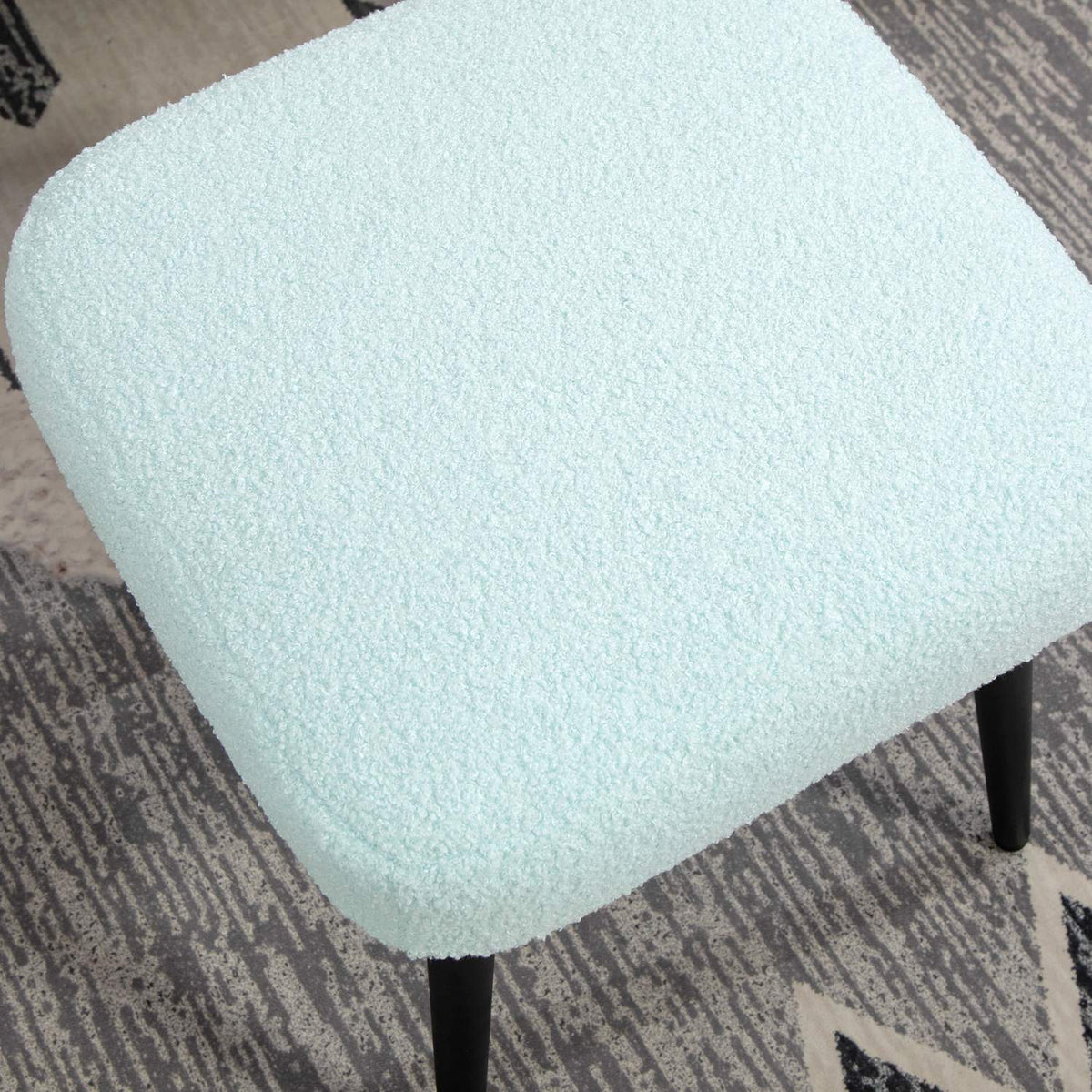 Footstool Stool Square Dressing Stool Footrest with Cashmere Look Steel Legs for Living Room Bedroom Light Blue