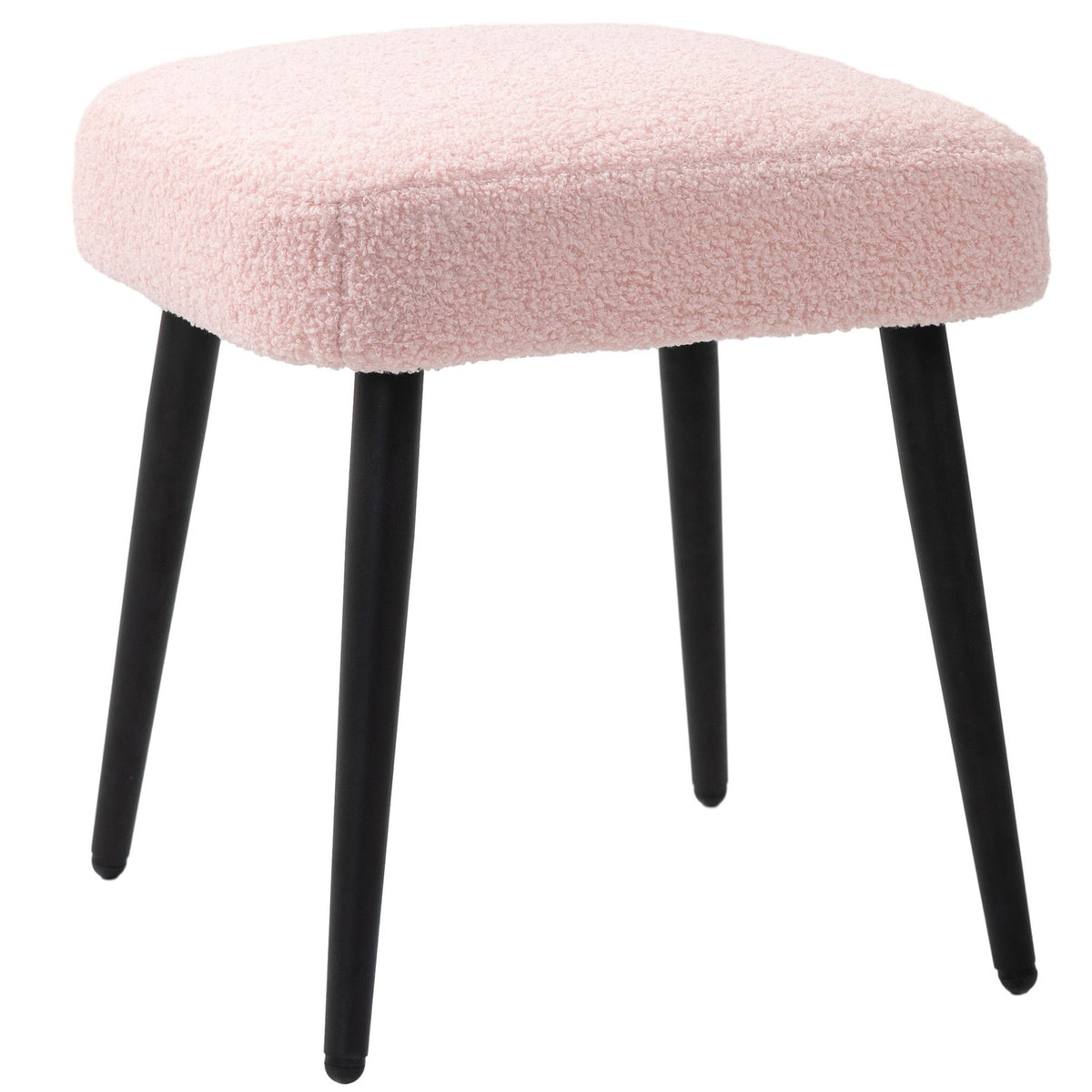 Footstool Stool Square Dressing Stool Footrest with Cashmere Look Steel Legs for Living Room Bedroom Pink