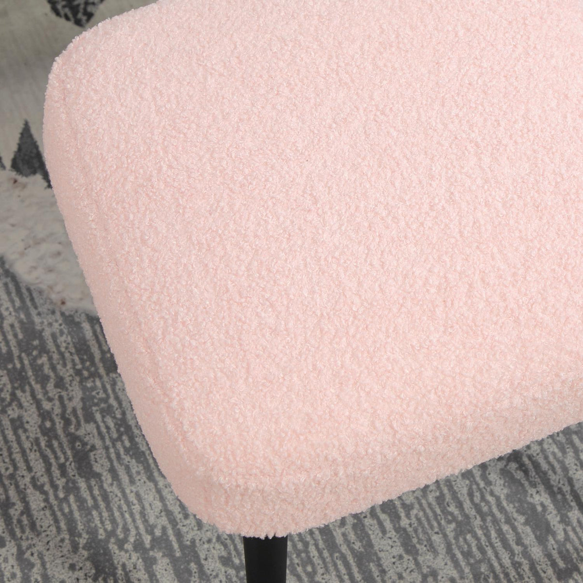 Footstool Stool Square Dressing Stool Footrest with Cashmere Look Steel Legs for Living Room Bedroom Pink