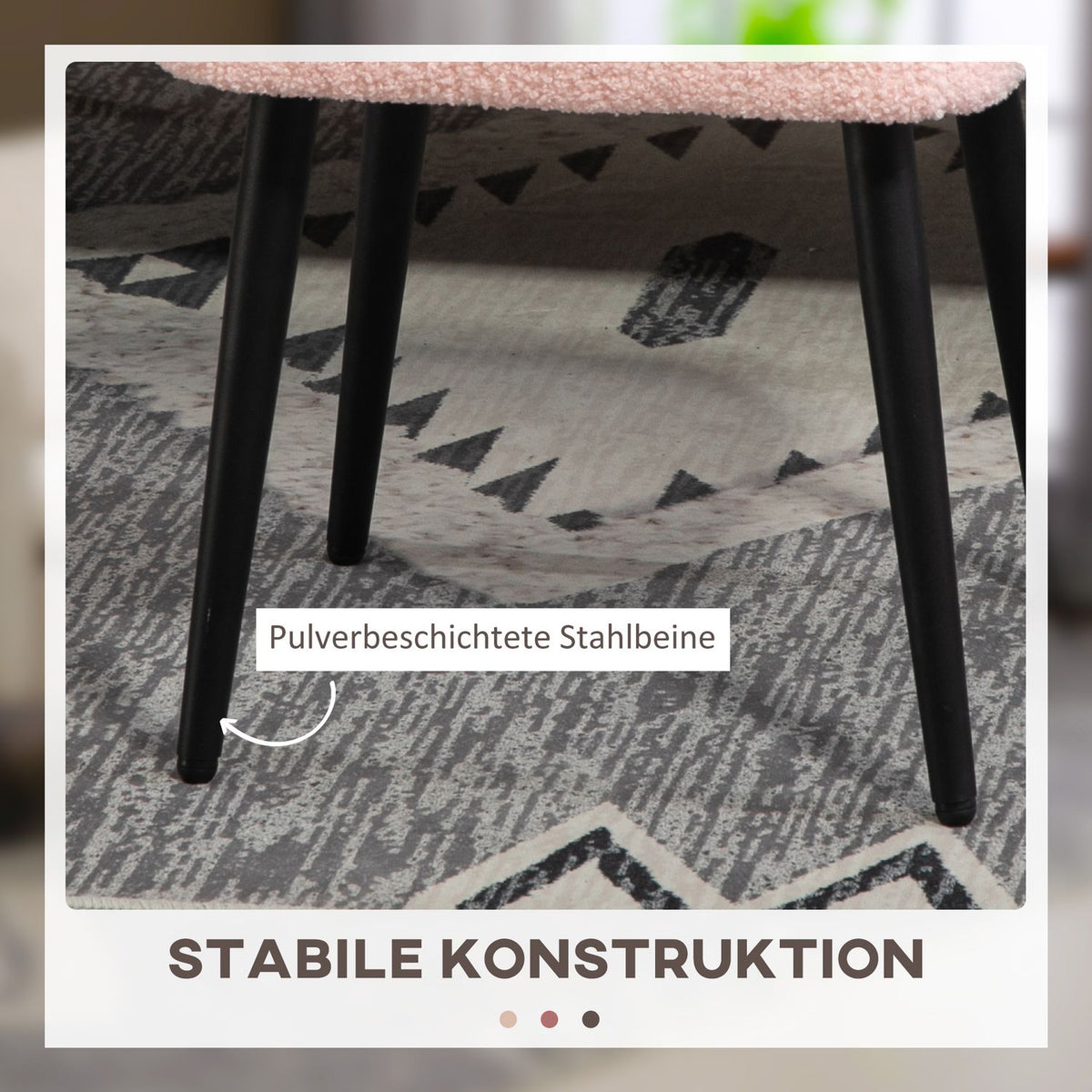 Footstool Stool Square Dressing Stool Footrest with Cashmere Look Steel Legs for Living Room Bedroom Pink