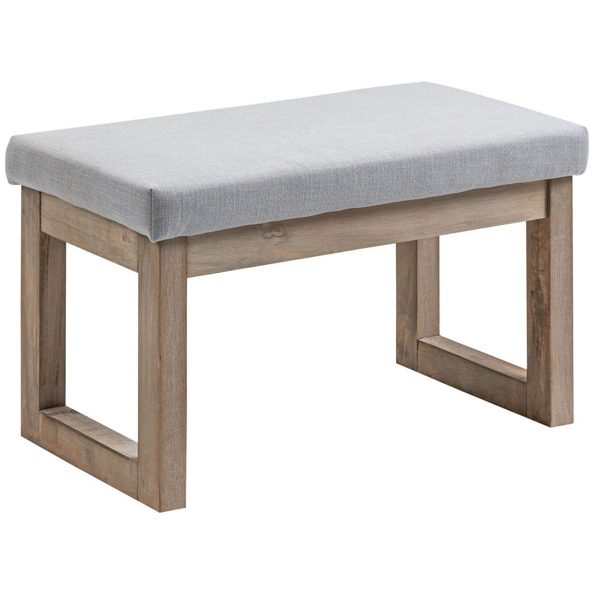Footstool With Linen Look, Stool With Wooden Legs, Entrance Bench For Living Room, Bedroom, Gray, 68 X 38 X 42 Cm