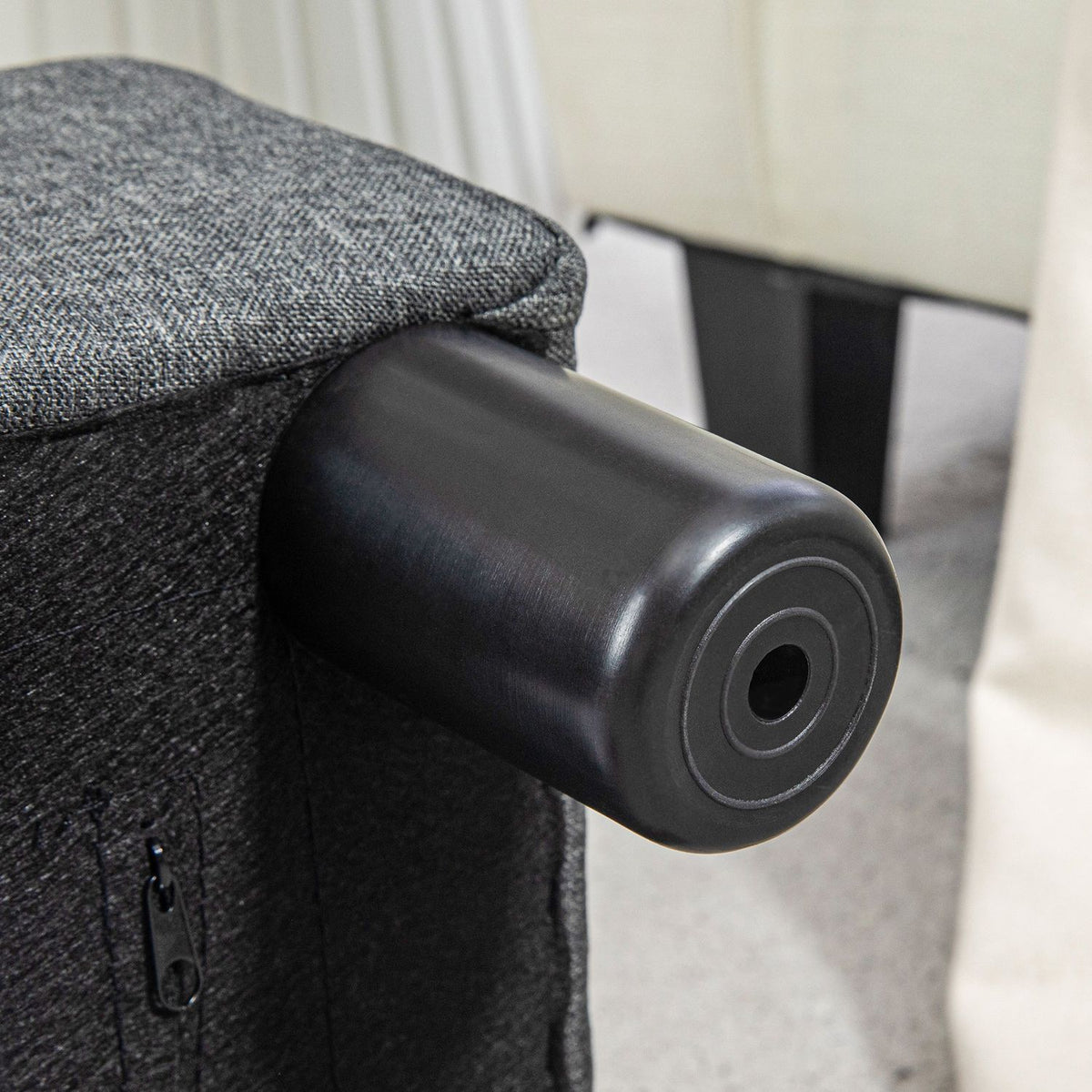 Footstool, seat stool with linen-like fabric cover, foam filling, plastic legs, for various rooms, grey