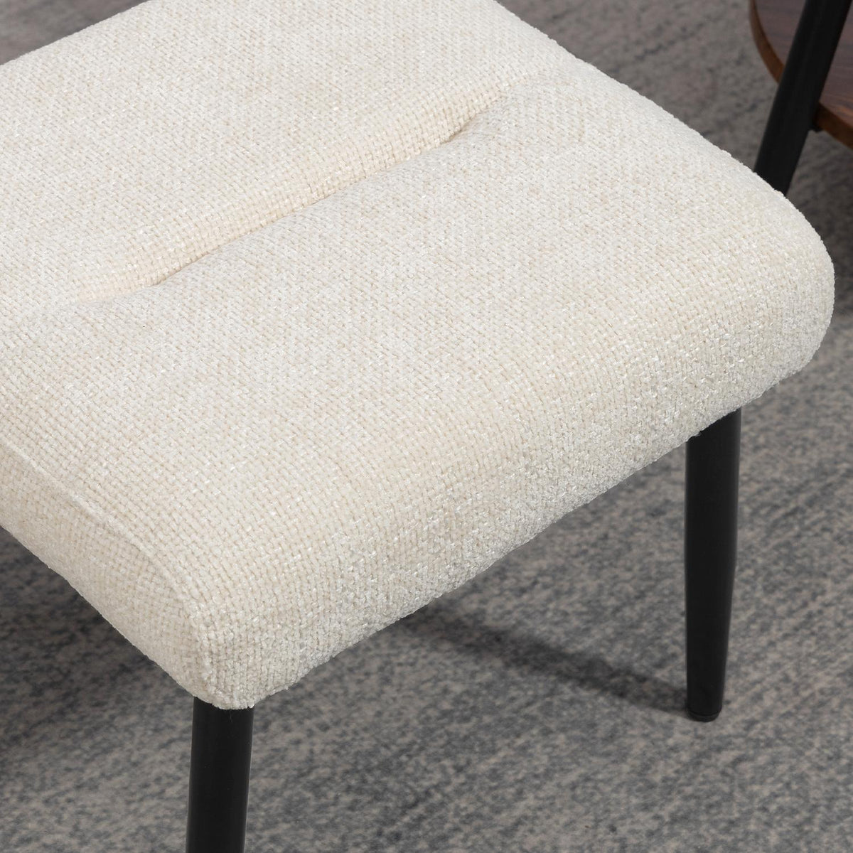 Footstool with Chenille Cushion, Steel Legs, 45x41x38 cm