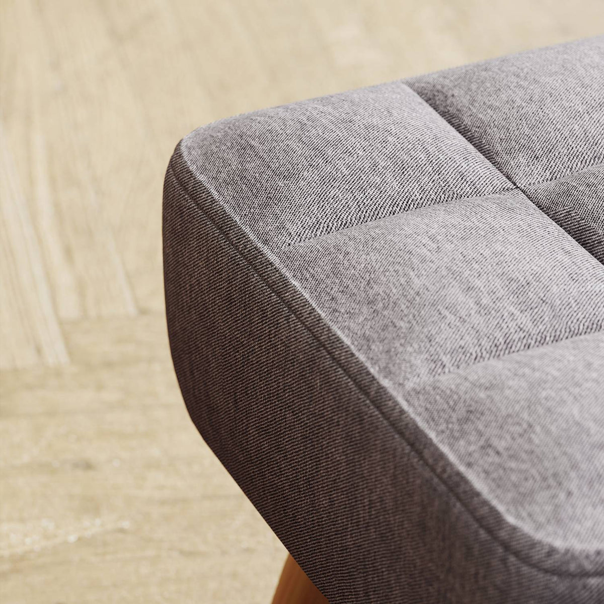 Footstool with upholstery, linen look, wooden legs, load capacity up to 110 kg, grey