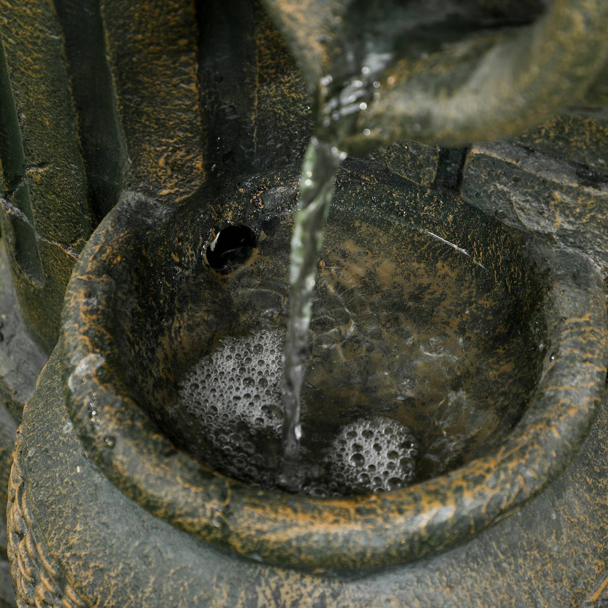 Fountain, Garden Fountain With Adjustable Flow, Decorative Fountain With 3 Tier Wine Jugs, Water Feature, Waterfall, Resin