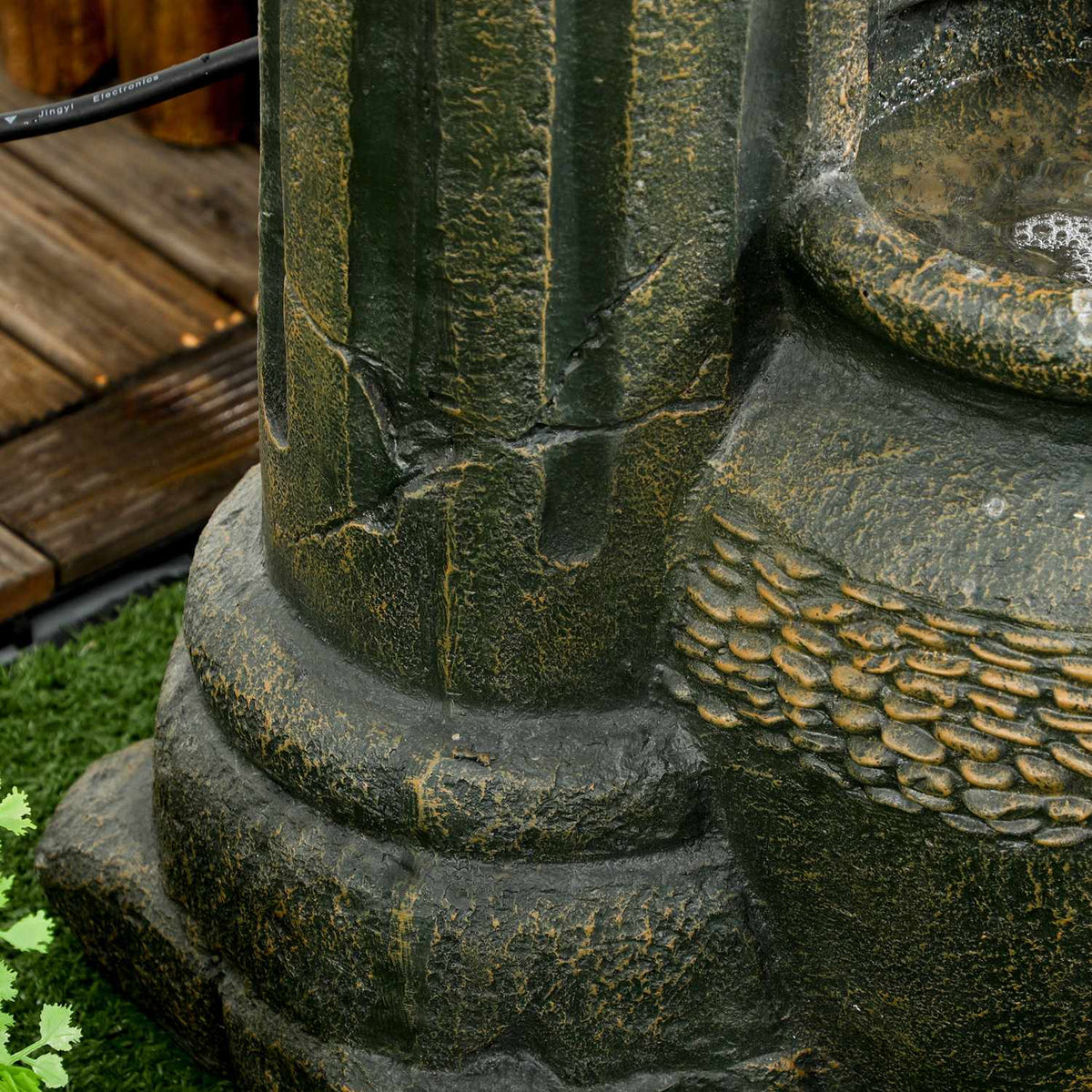 Fountain, Garden Fountain With Adjustable Flow, Decorative Fountain With 3 Tier Wine Jugs, Water Feature, Waterfall, Resin