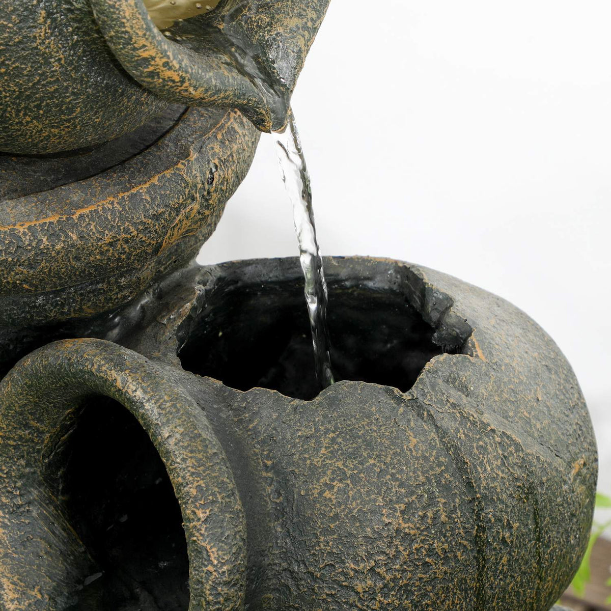 Fountain, Garden Fountain With Adjustable Flow, Decorative Fountain With 3 Tier Wine Jugs, Water Feature, Waterfall, Resin