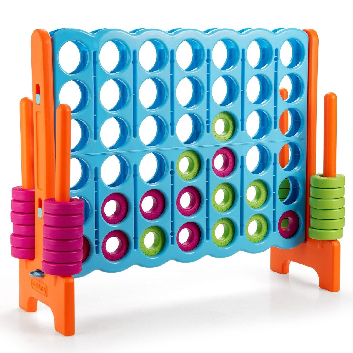 Four-in-a-row game Four in a row game with 42 jumbo rings 120 x 42 x 104 cm blue + orange