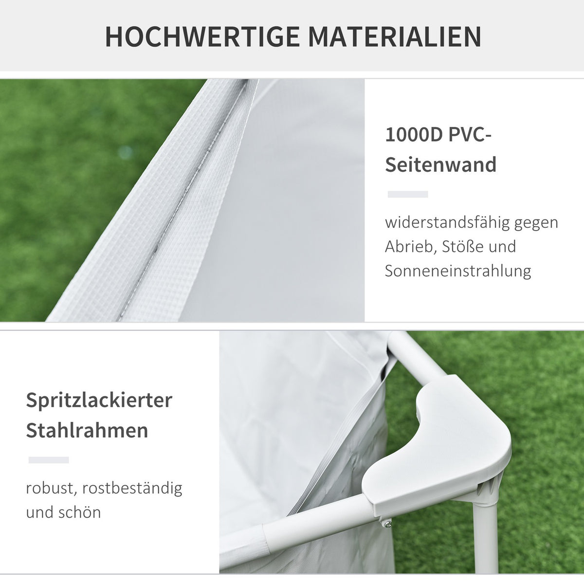 Frame Pool With Hose, Wire, Drain Valve, 1000D Pvc, Steel, Gray, 252X152X65Cm
