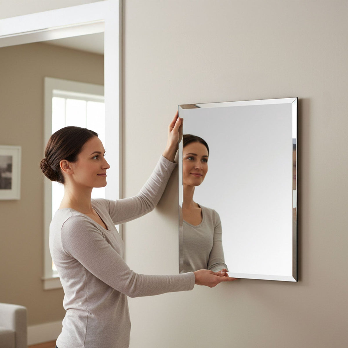 Frameless Bevelled Wall Mirror, 40 x 50 cm, Glass