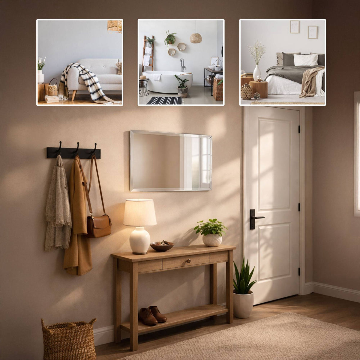 Frameless Bevelled Wall Mirror, 50 x 70 cm
