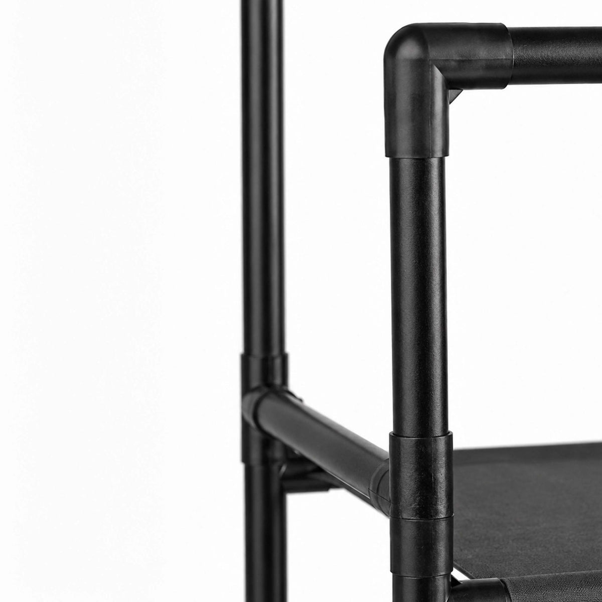 Free-Standing Black Clothes Rack with 2 Shelves