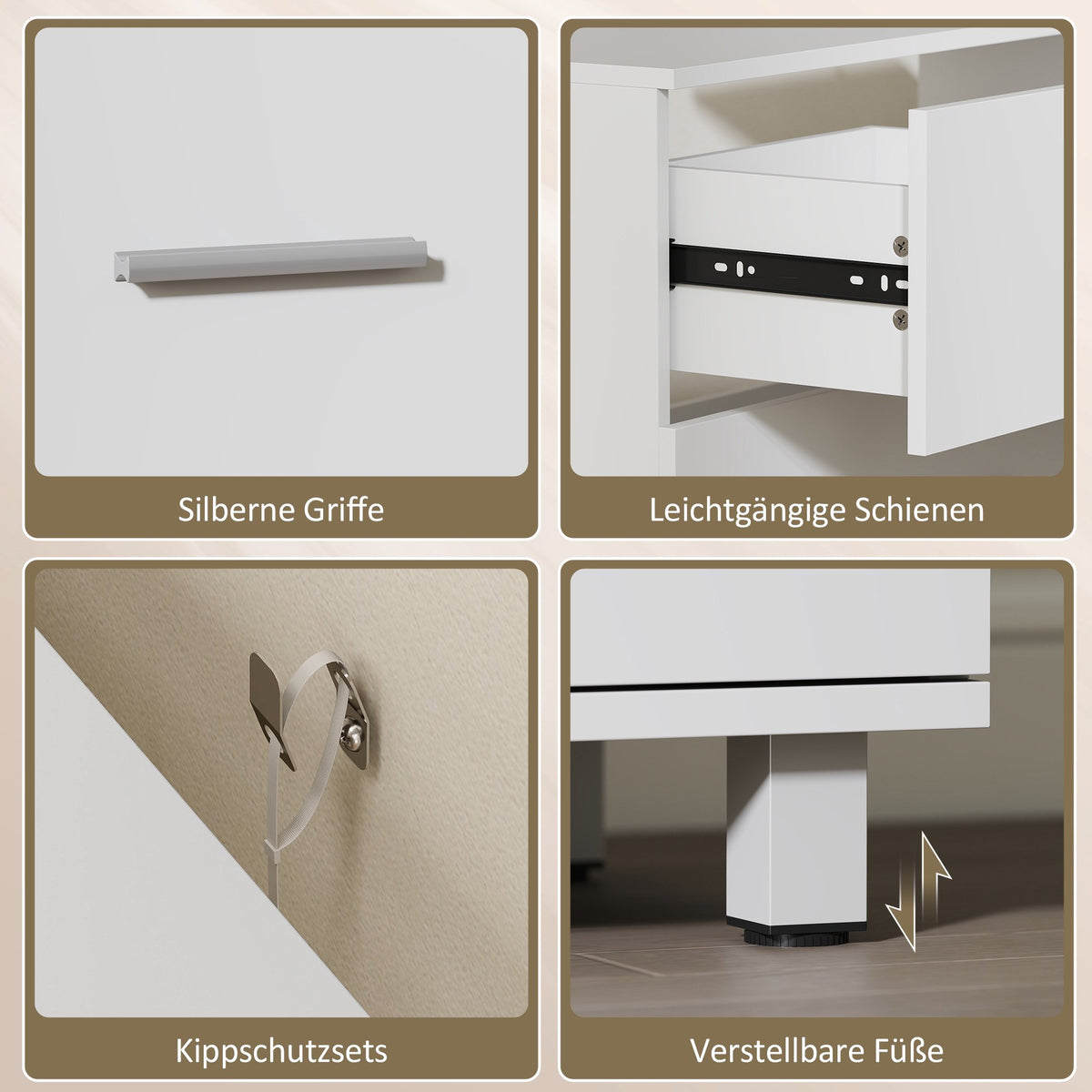 Freestanding Bathroom Cabinet with 2 Drawers, White