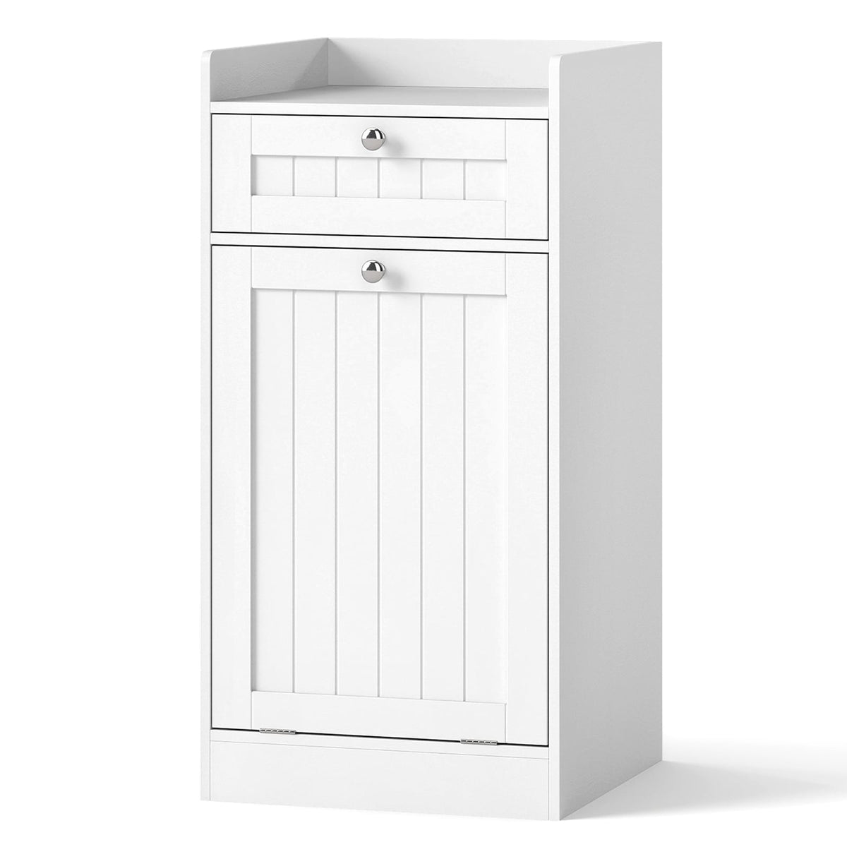 Freestanding Bathroom Laundry Cabinet with Tilt-Out Hamper