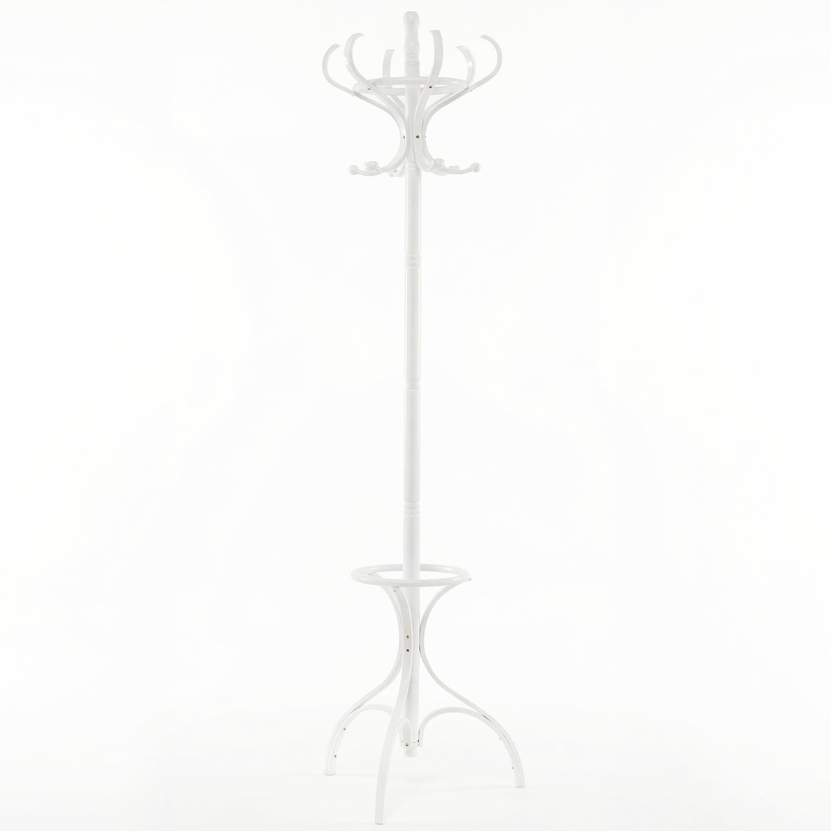 Freestanding Birch Coat Rack, 12 Hooks, 360 Swivel