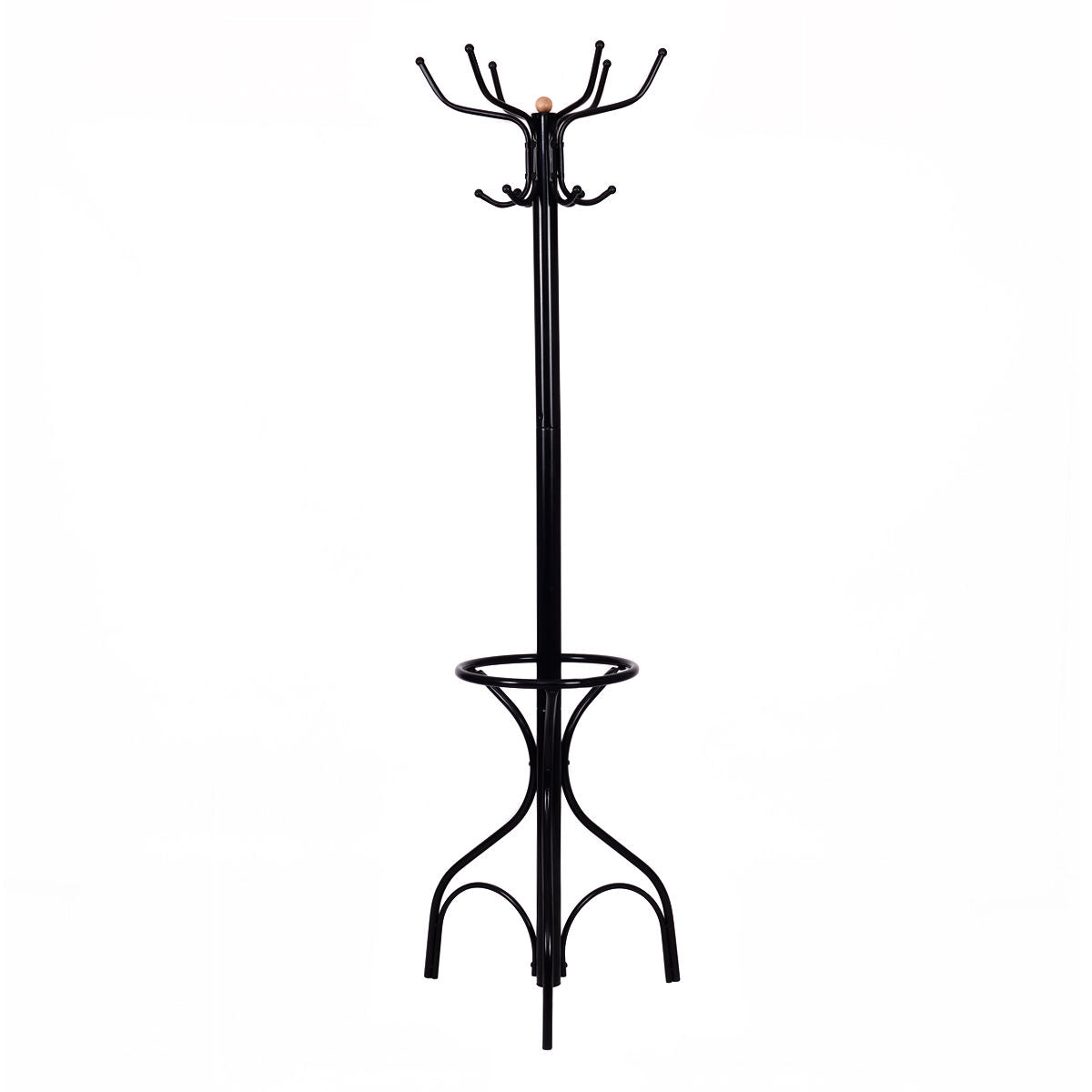 Freestanding Metal Coat Rack, 12 Hooks, 190 cm