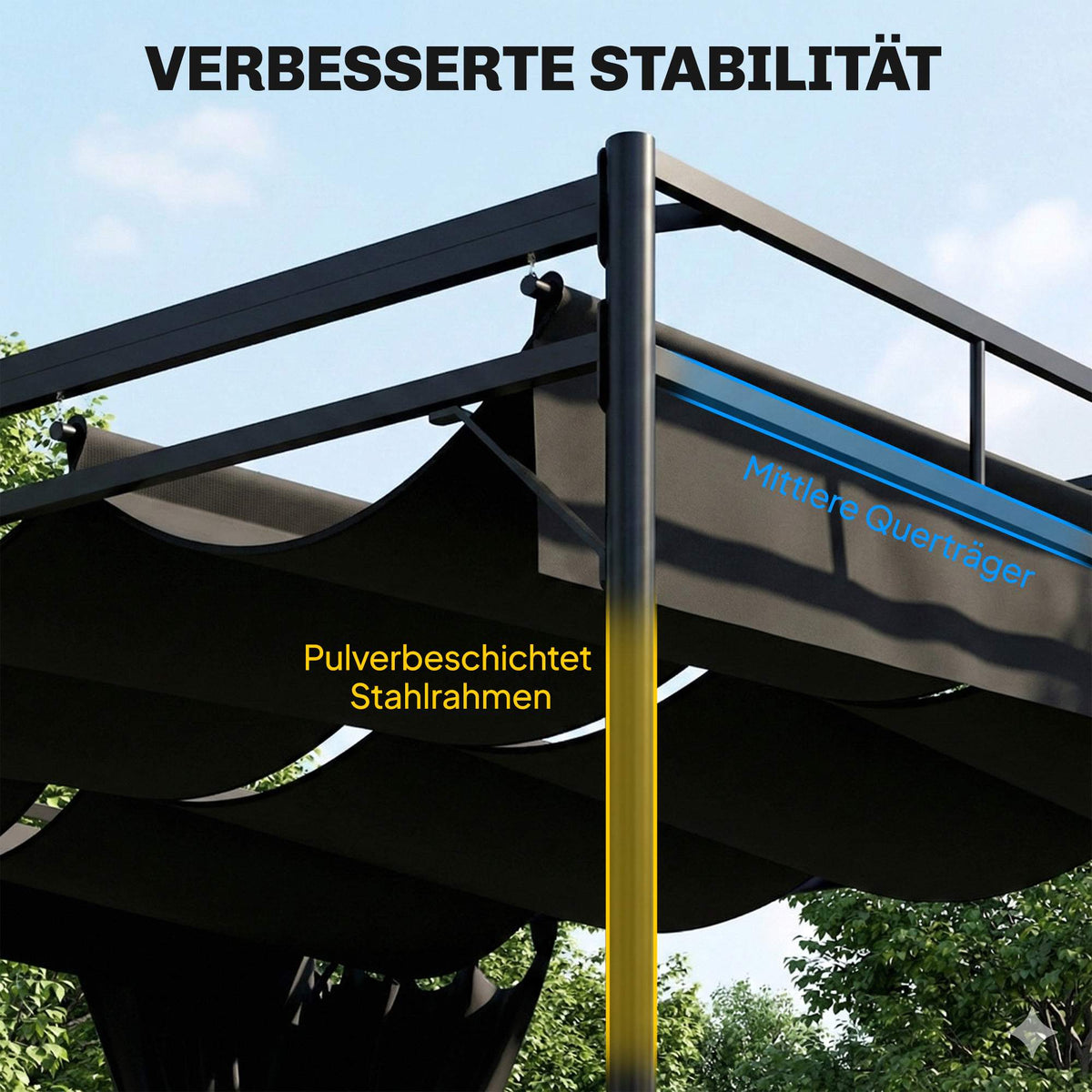 Freestanding Pergola 3x3m with Adjustable Canopy and Curtains