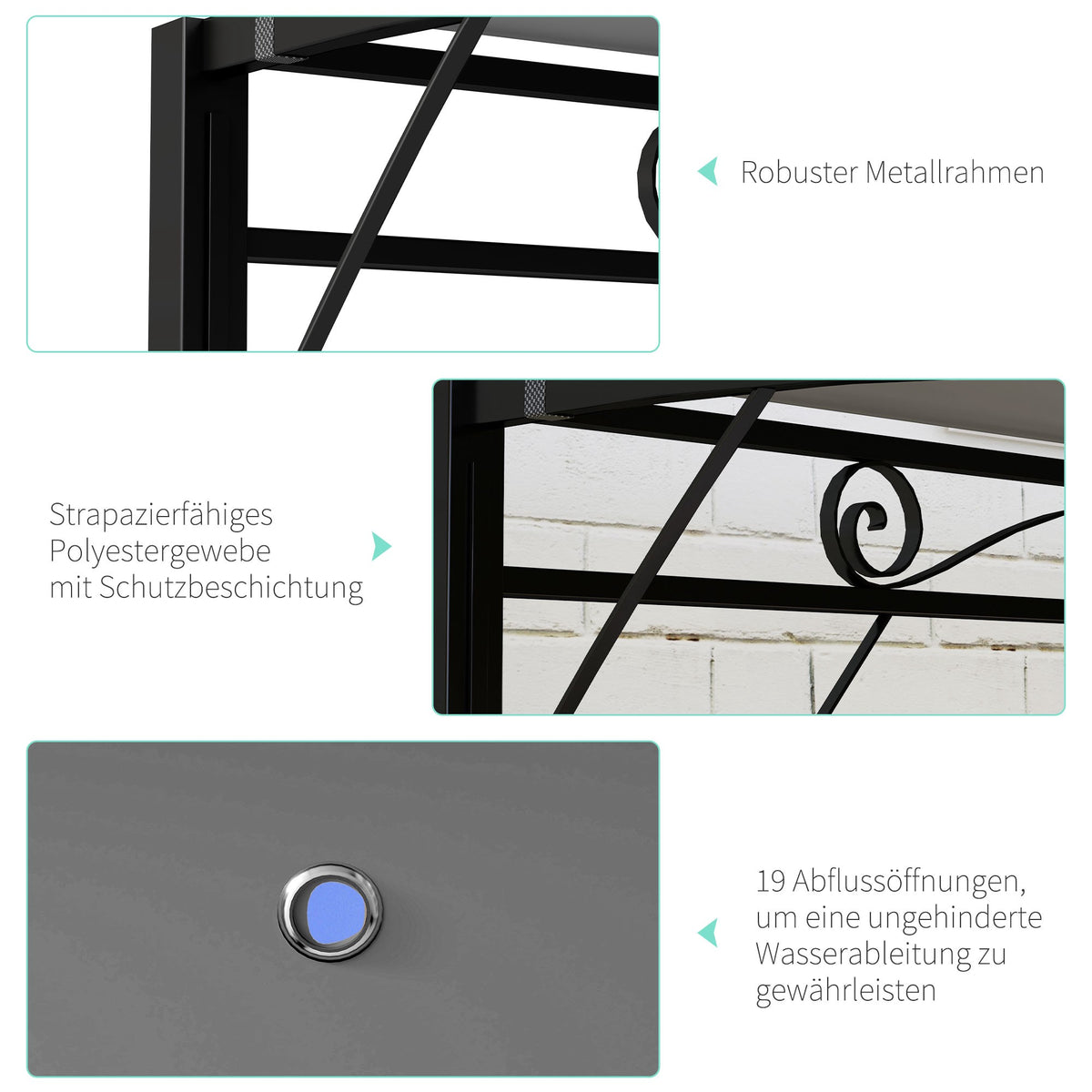 Freestanding Pergola with Retractable Canopy, Steel Frame