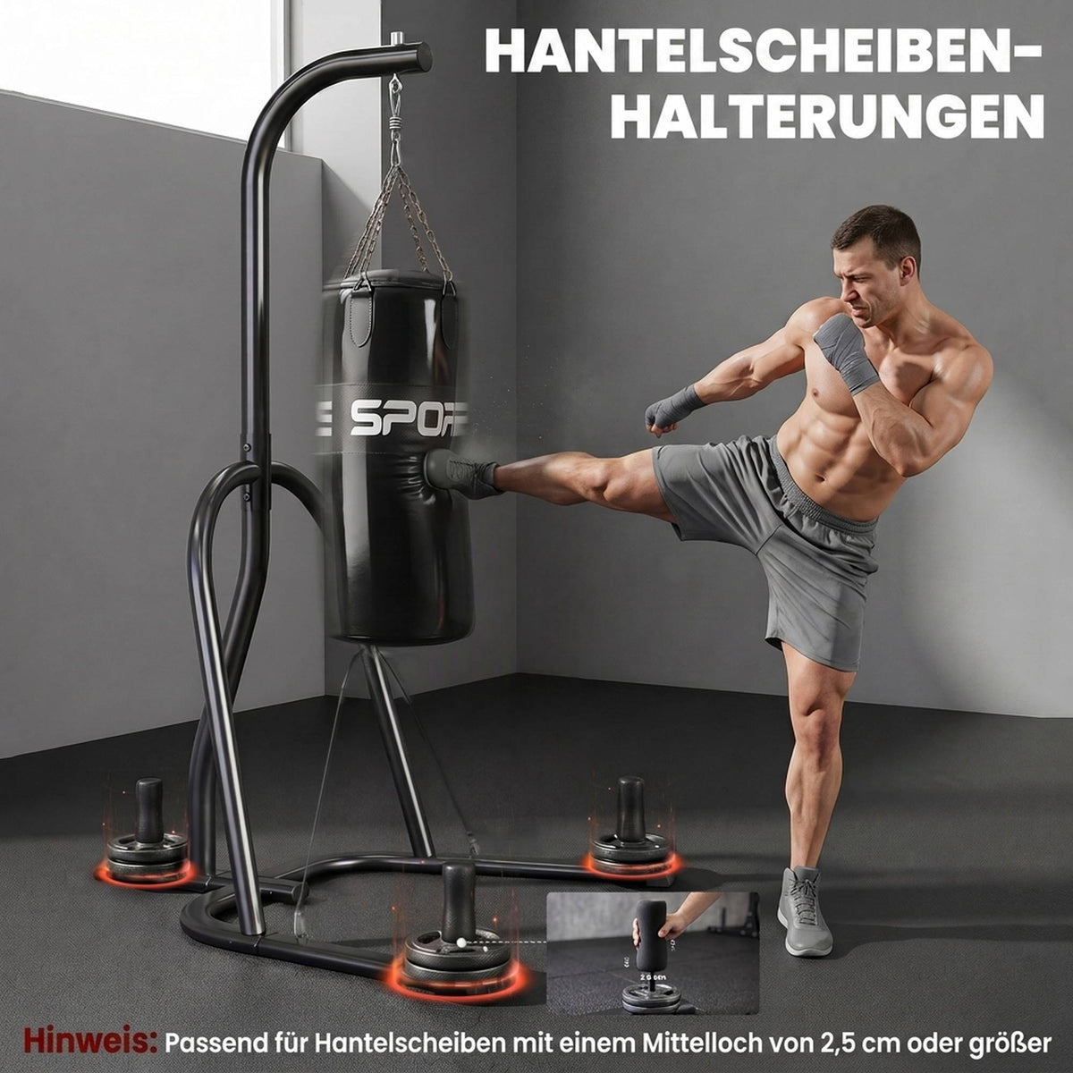 Freestanding Punching Bag Stand with 20kg Bag & Bungee Cord