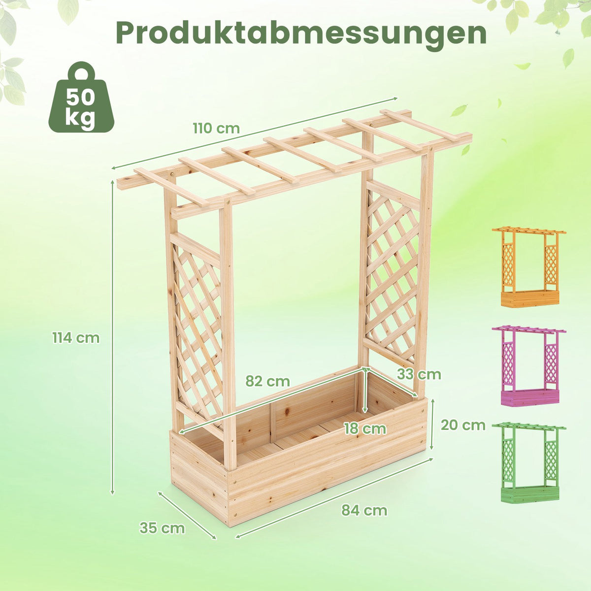 Freestanding Raised Garden Bed with Trellis and Roof, Spruce Wood