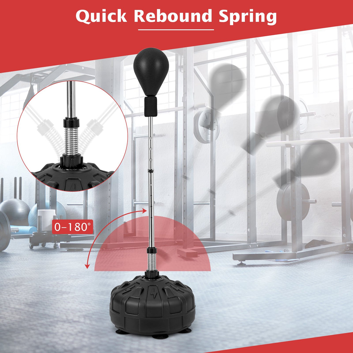 Freestanding Reflex Punching Bag, Adjustable Height, Gloves