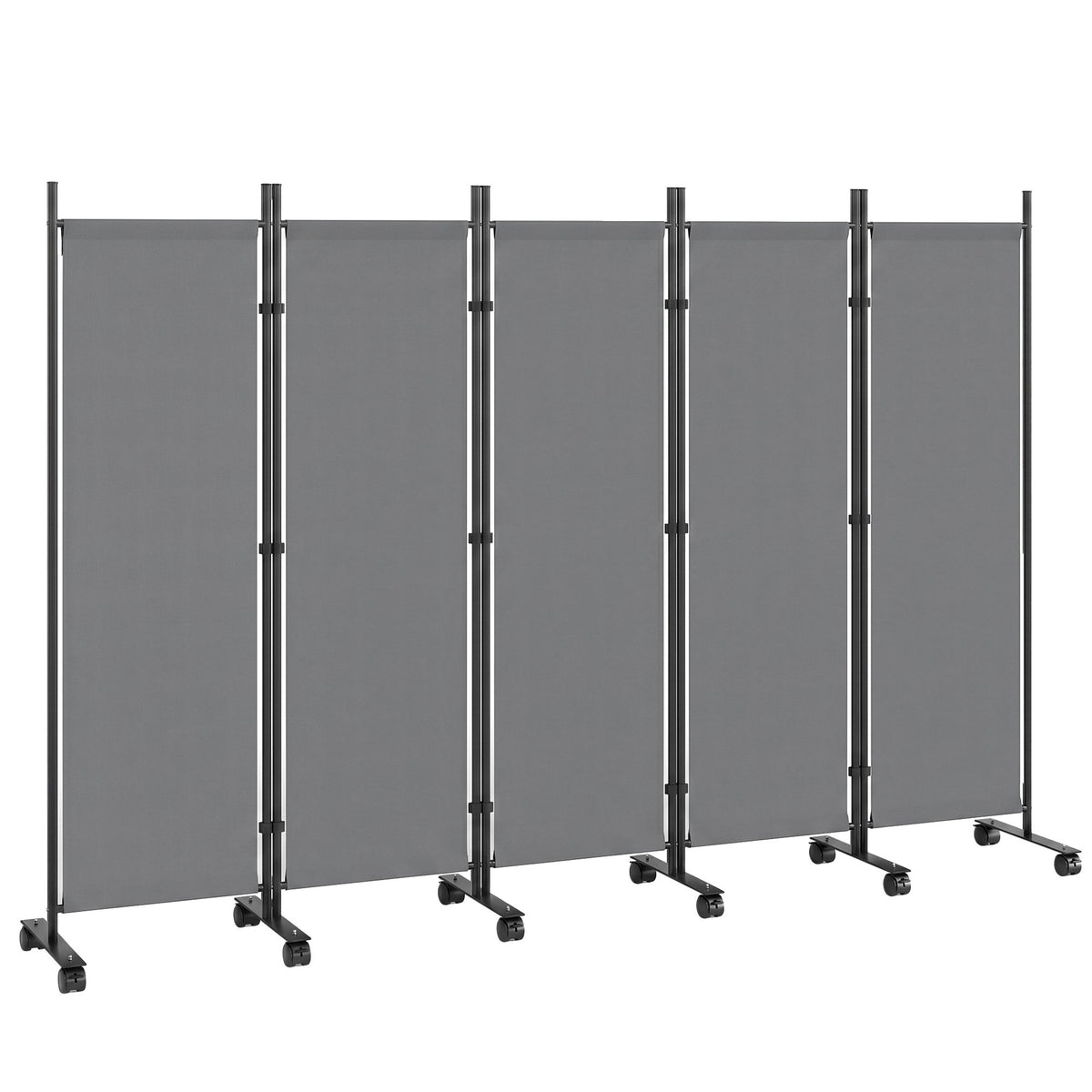 Freestanding Room Divider, 5 Panels, Dark Grey, 252 x 40 cm