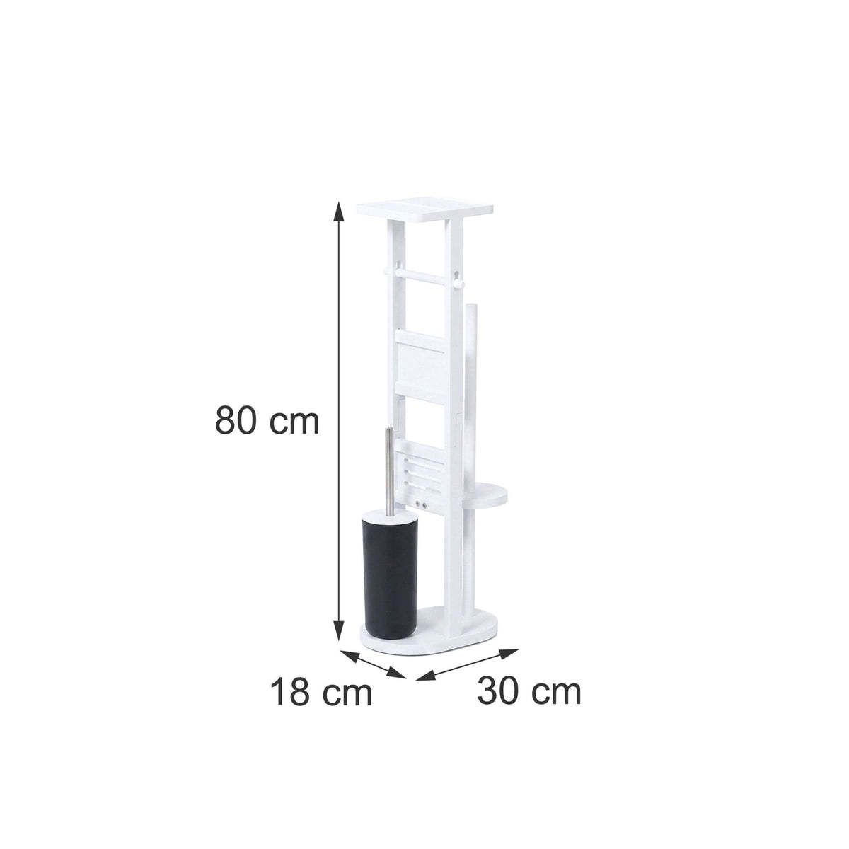 Freestanding Toilet Roll Holder with Shelf – White