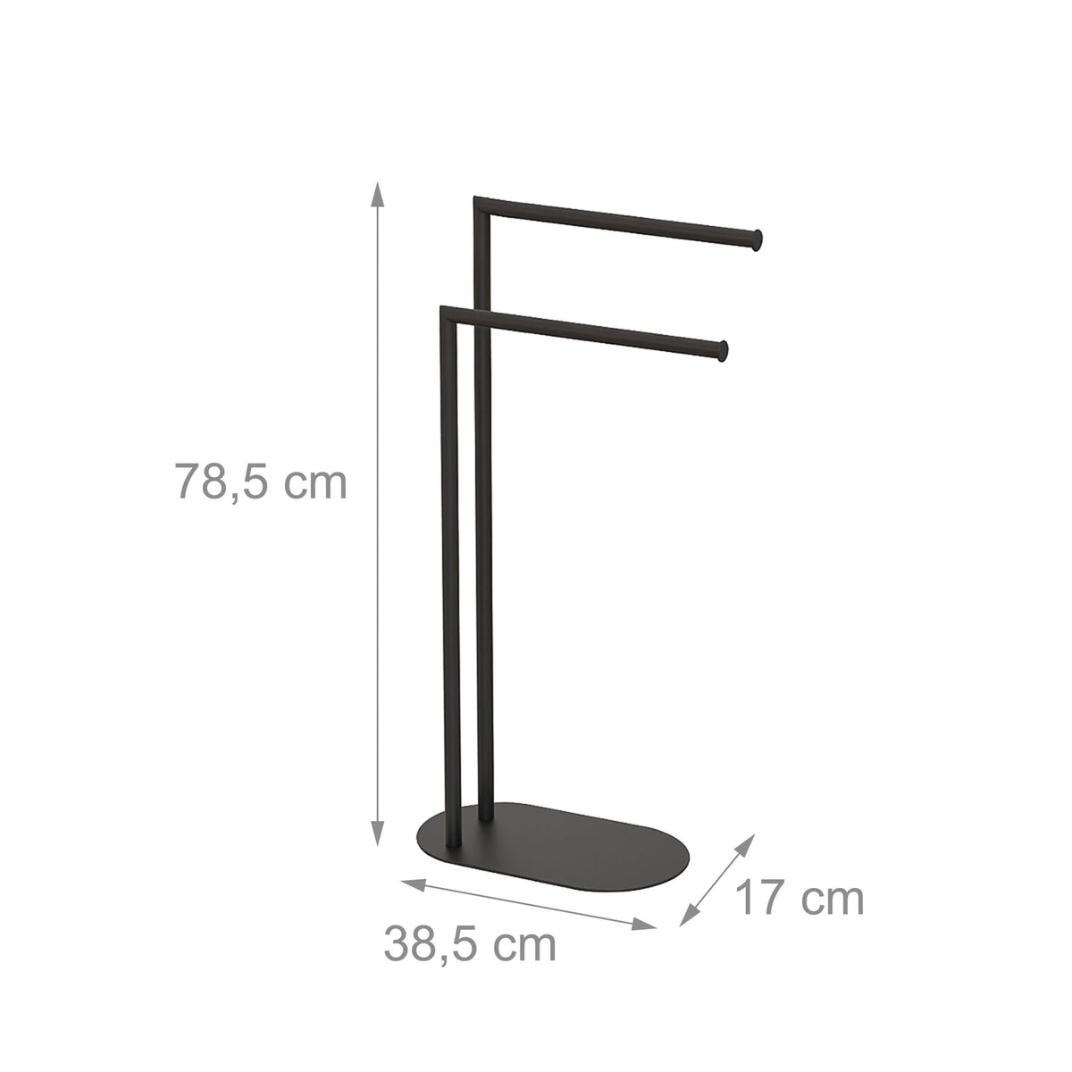 Freestanding Towel Rack, 2-Bar Matte Metal Bathroom