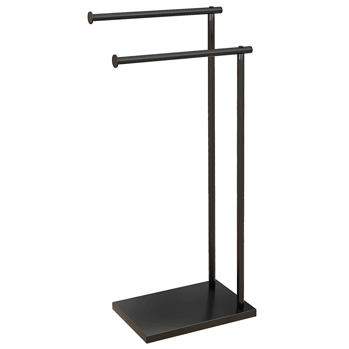 Freestanding Towel Rack with 2 Bars, Black Metal 35.5x20x78 cm