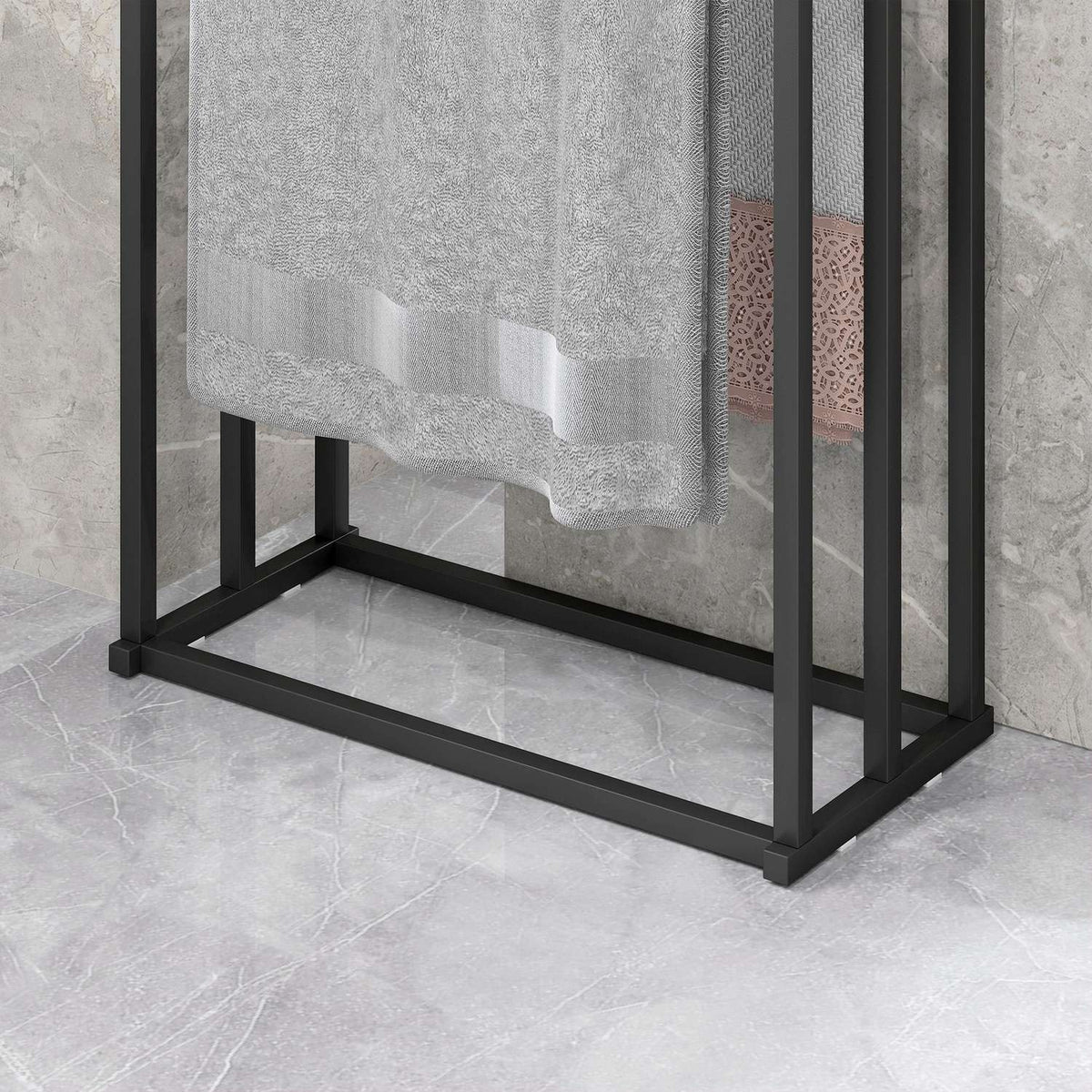 Freestanding Towel Rack with 3 Bars, Steel, 45x21.5x85 cm