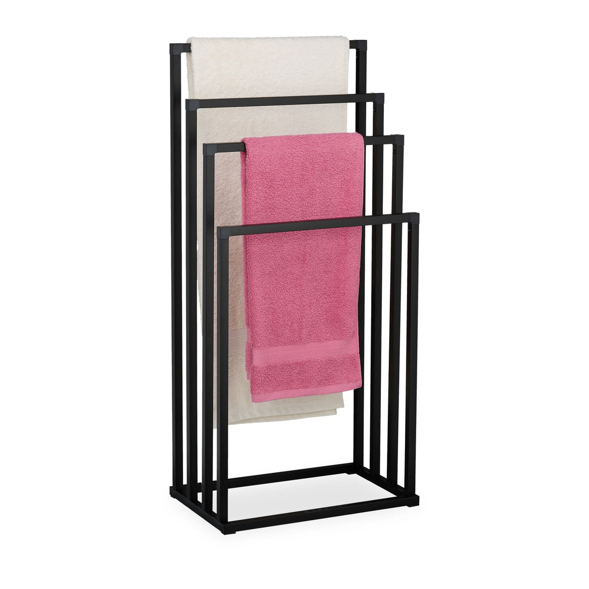 Freestanding Towel Rack with 4 Bars – Matte Metal