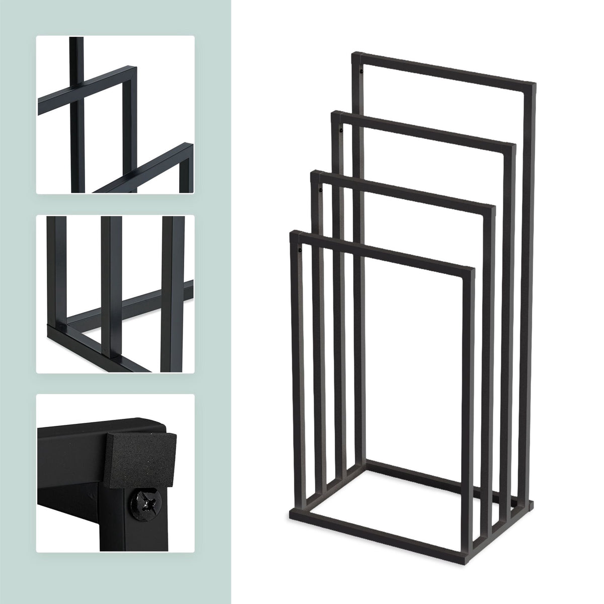 Freestanding Towel Rack with 4 Bars – Matte Metal